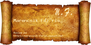 Marencsik Fóris névjegykártya